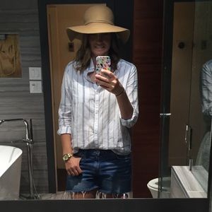 Brass plum collared shirt - blue and white stripe - size medium